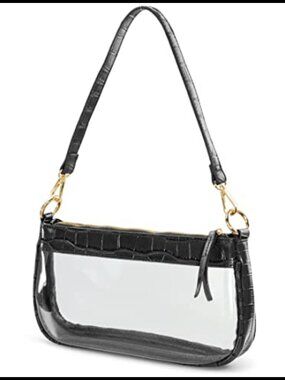 Clear PVC Shoulder Bag 90s Crossbody Purse Vegan Leather Crocodile Stadium Bag